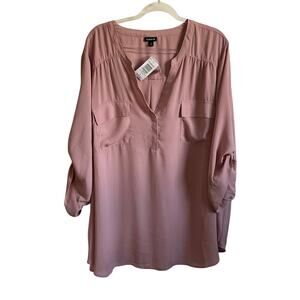 Torrid Pink Long Sleeve‎ Georgette 2 Pocket Pullover - Size 5X NEW